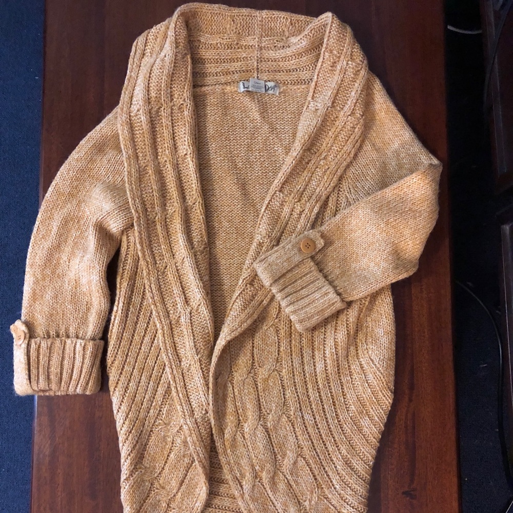 Cozy yellow open knitted sweater cardigan